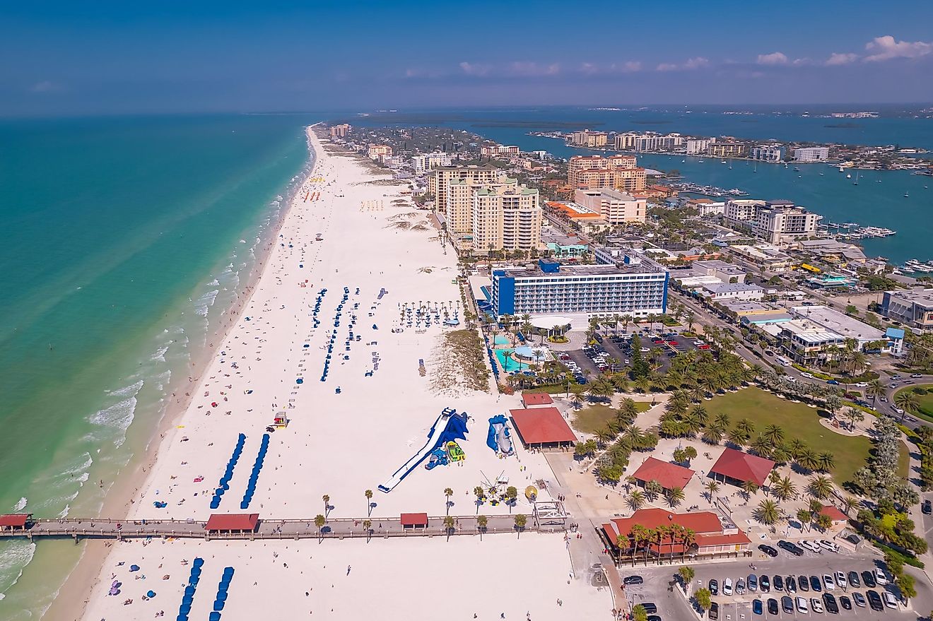 Aerial view of Clearwater Beach, Florida.