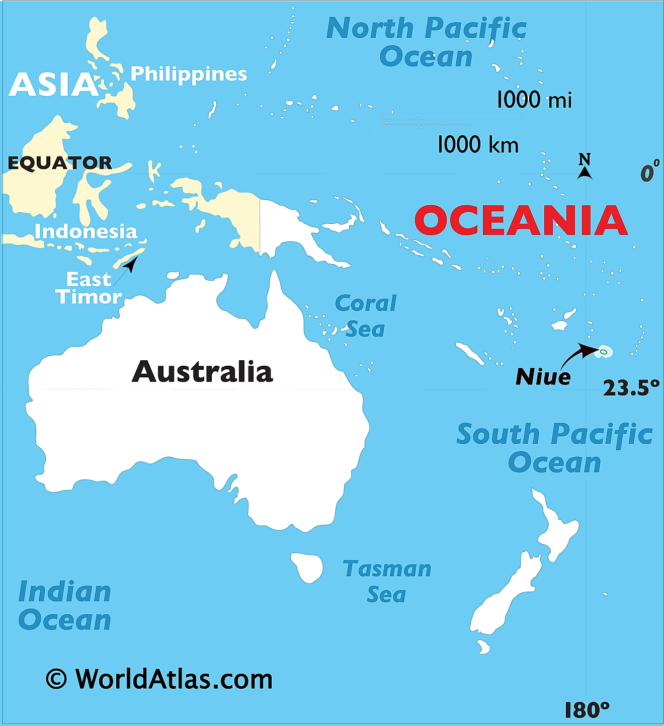 Mapa que muestra la ubicación de Niue en el mundo.