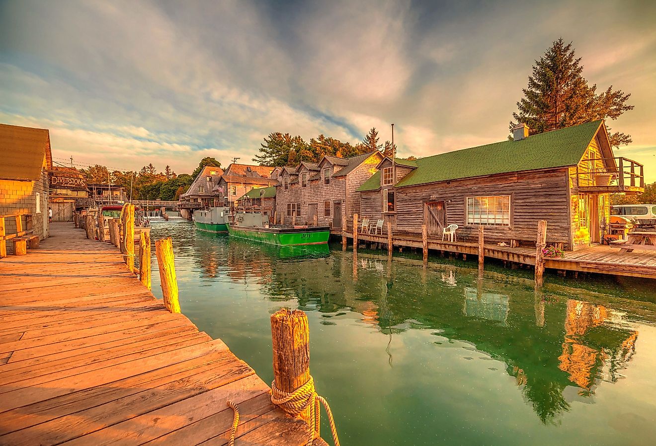 Sunset on Fishtown, Leland, Michigan.