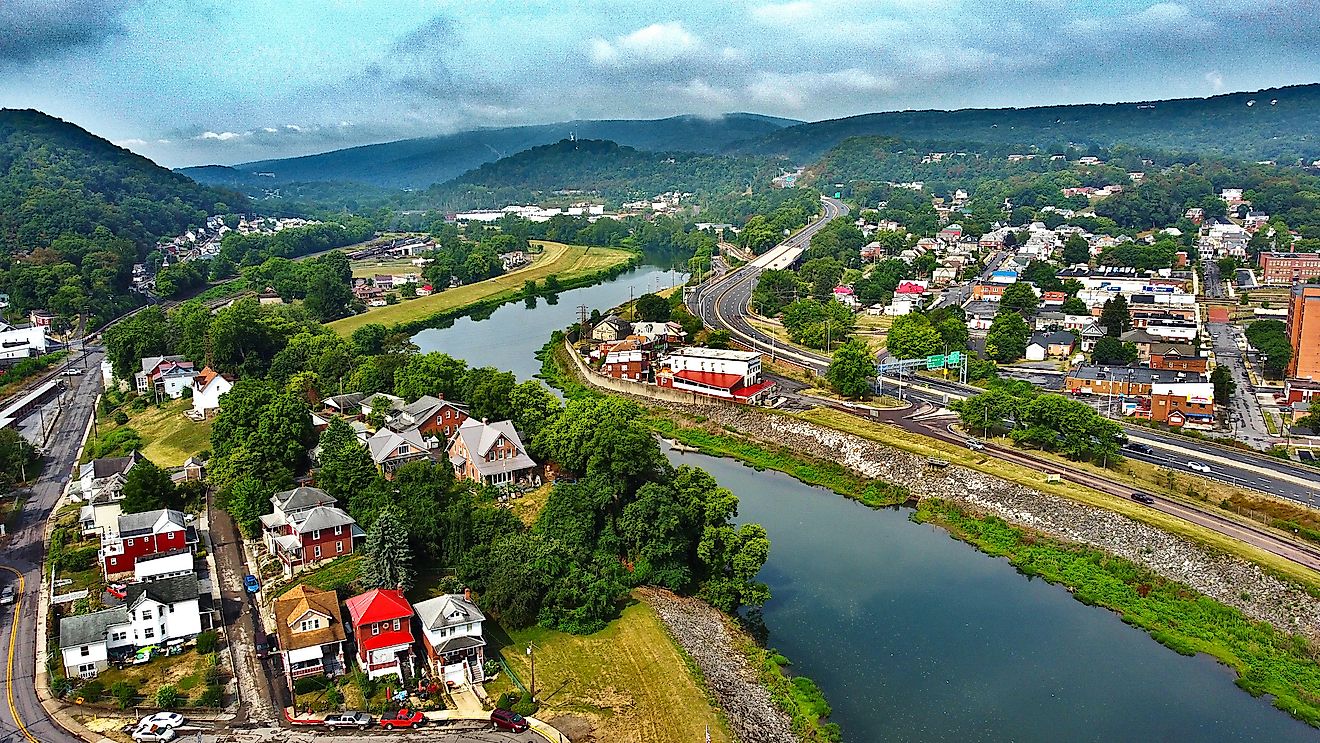Aerial view of St. Michaels, Maryland.