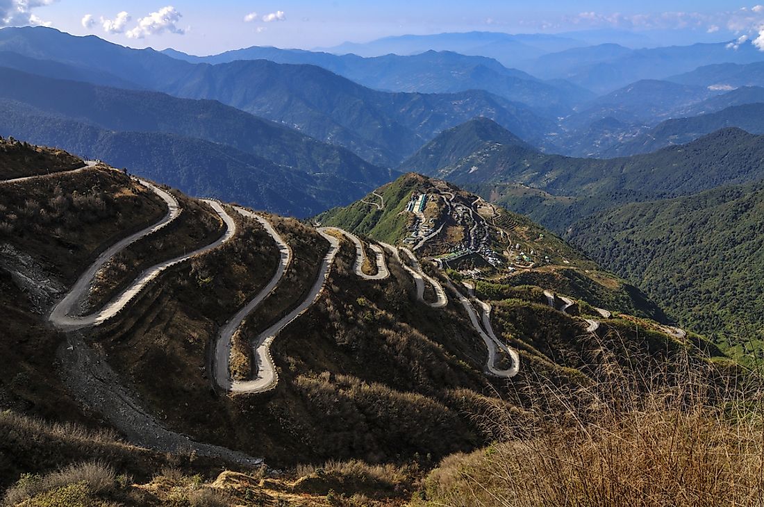 Curvy roads in India where the old Silk Road used to pass through. 