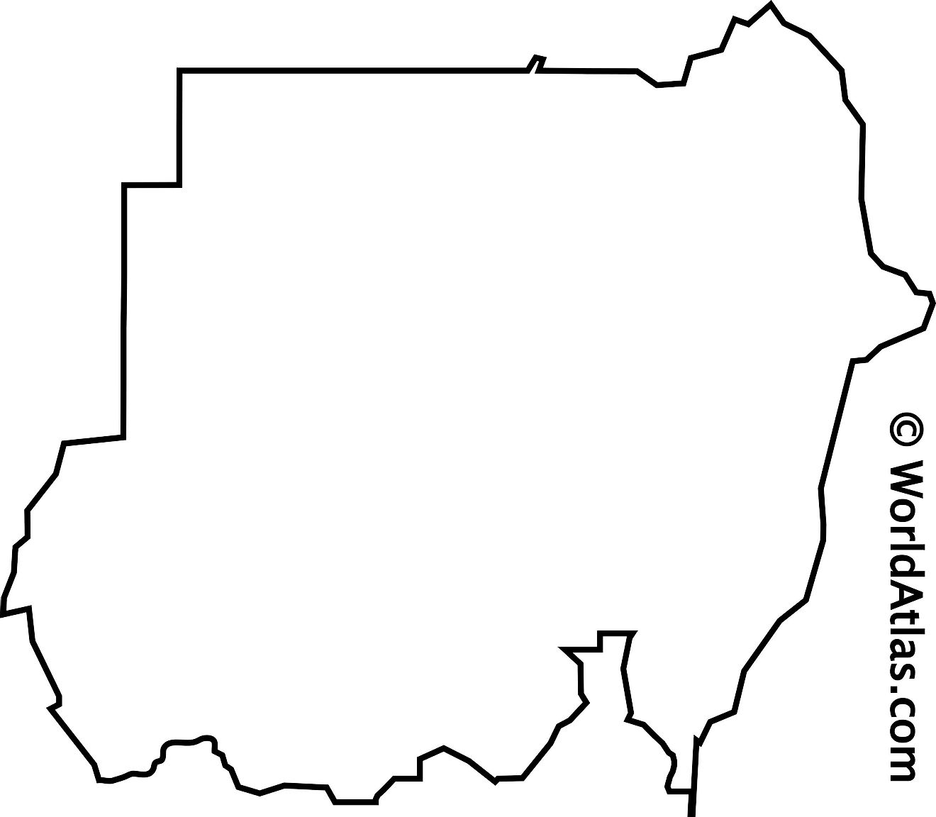 Mapa de contorno en blanco de Sudán