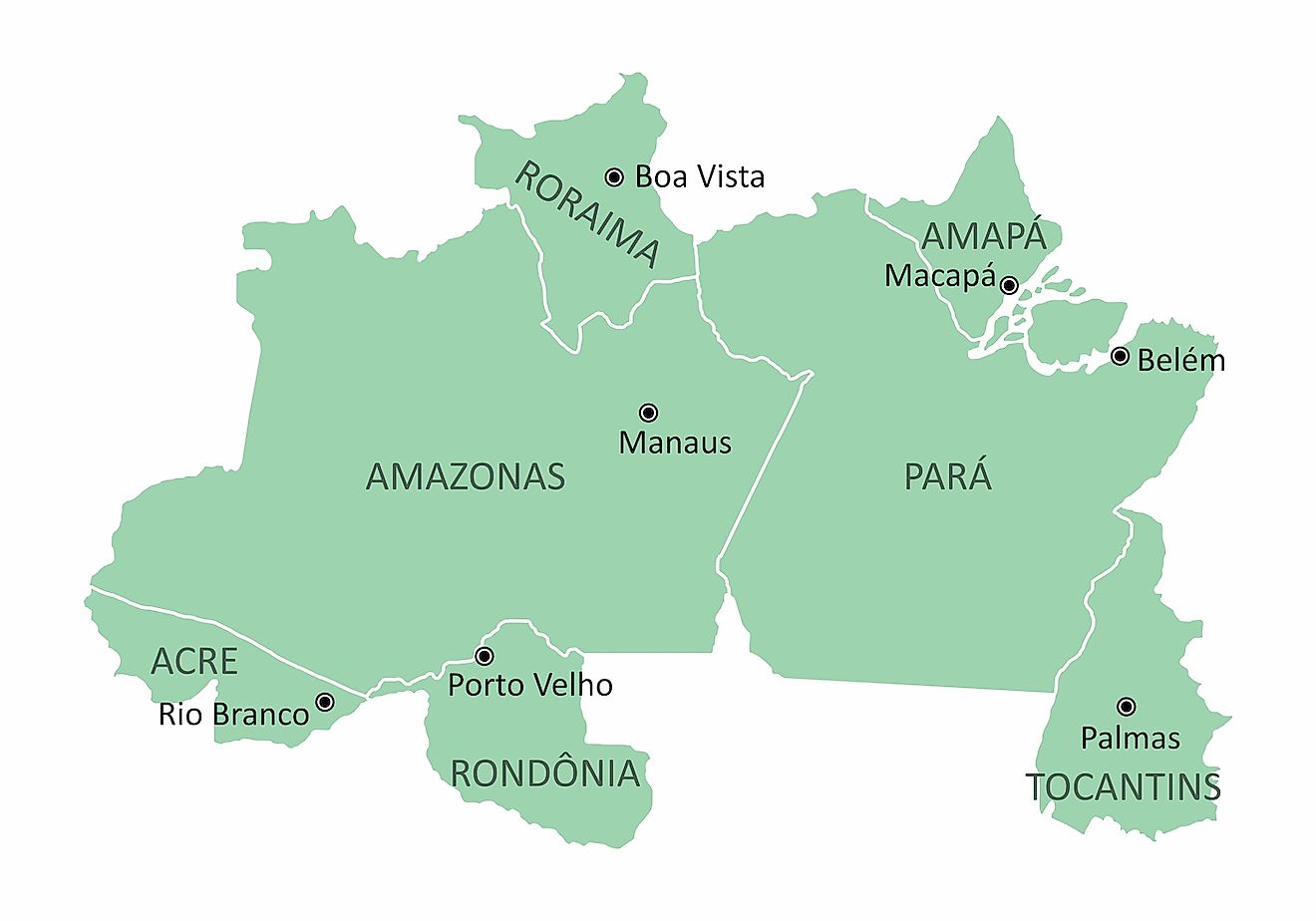 Map of the Brazil north region. Image credit: Luisrftc/Shutterstock.com