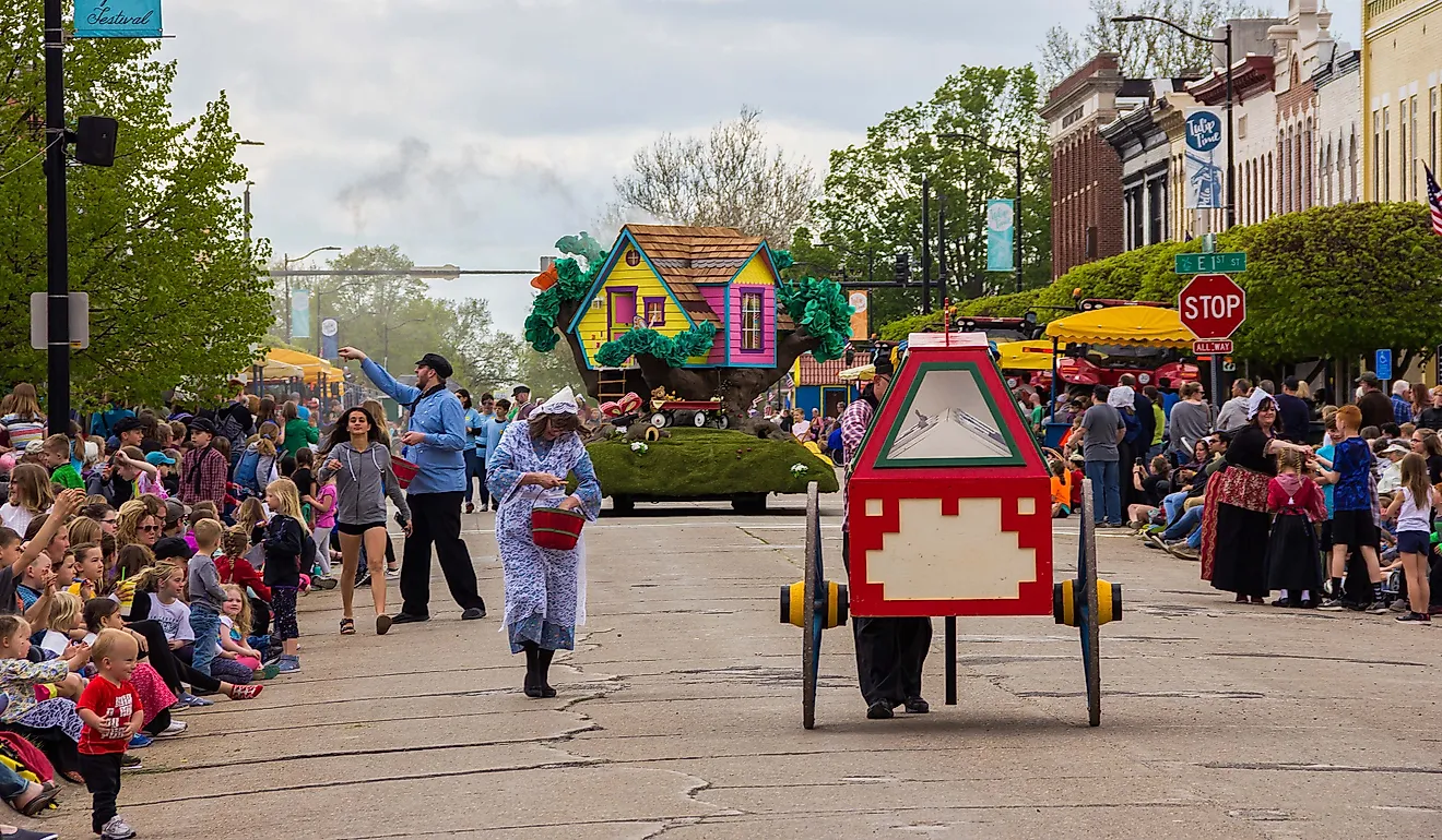  Tulip Time Festival Parade in Pella. Editorial credit: yosmoes815 / Shutterstock.com.