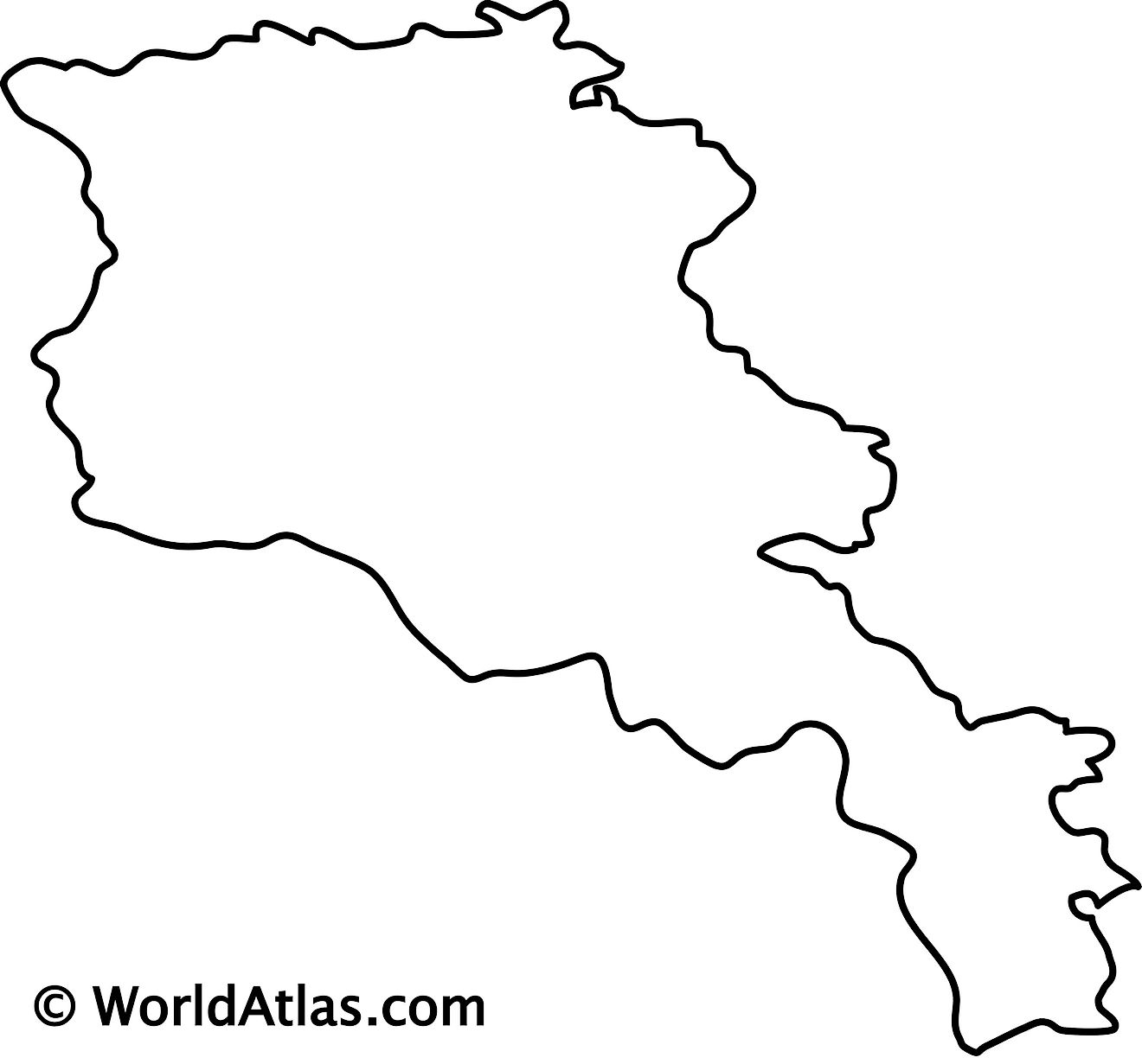 Mapa de contorno en blanco de Armenia