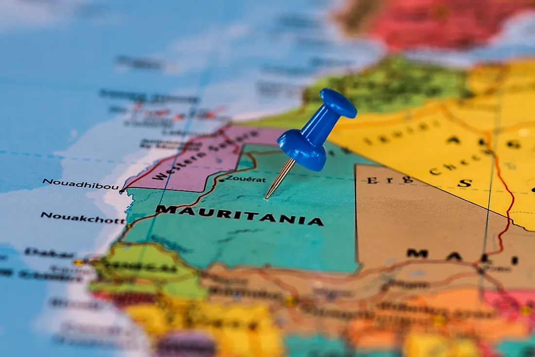 Mauritania's location on a map. 