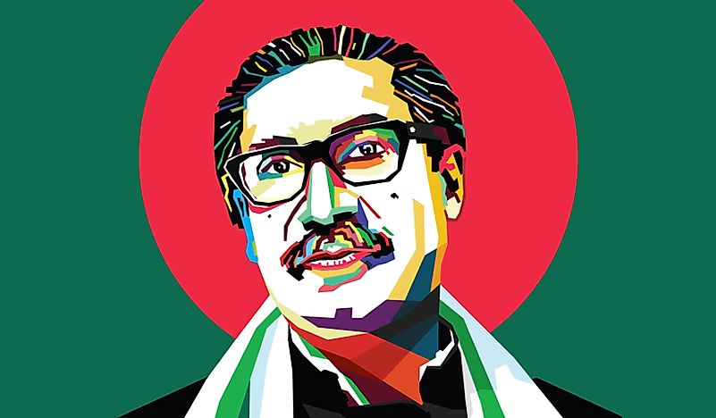 Sheikh Mujibur Rahman, the first president of Bangladesh. Editorial credit: Aam360 / Shutterstock.com.