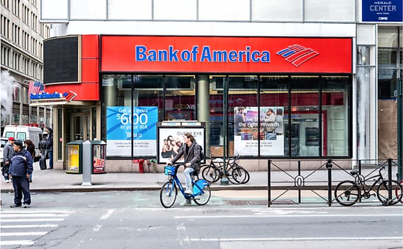 Street view on Bank of America branch in NYC.
