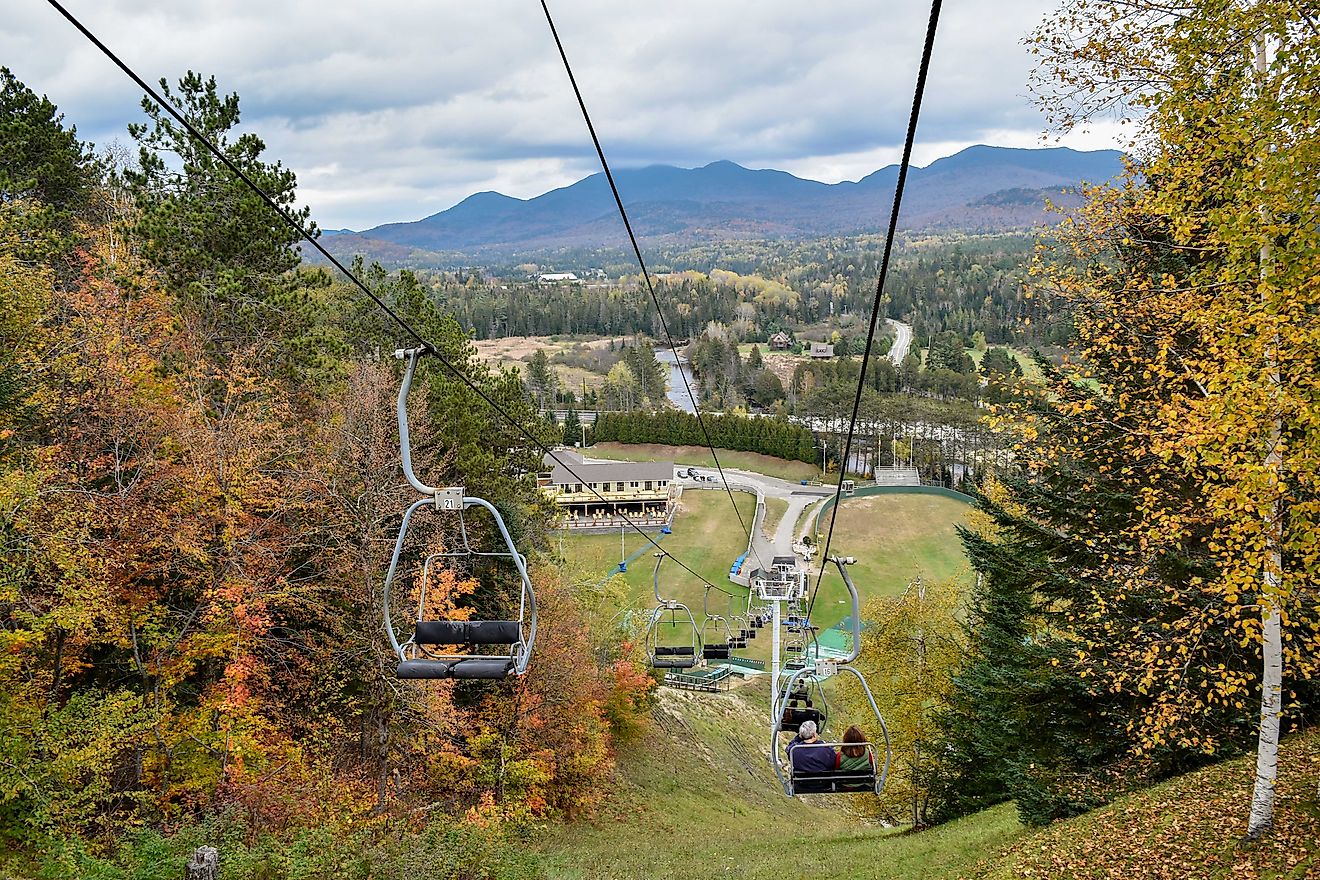 Welcome Sign in Lake Placid, the site of the 1932 and 1980 Olympic Winter Games in Adirondack Mountain.