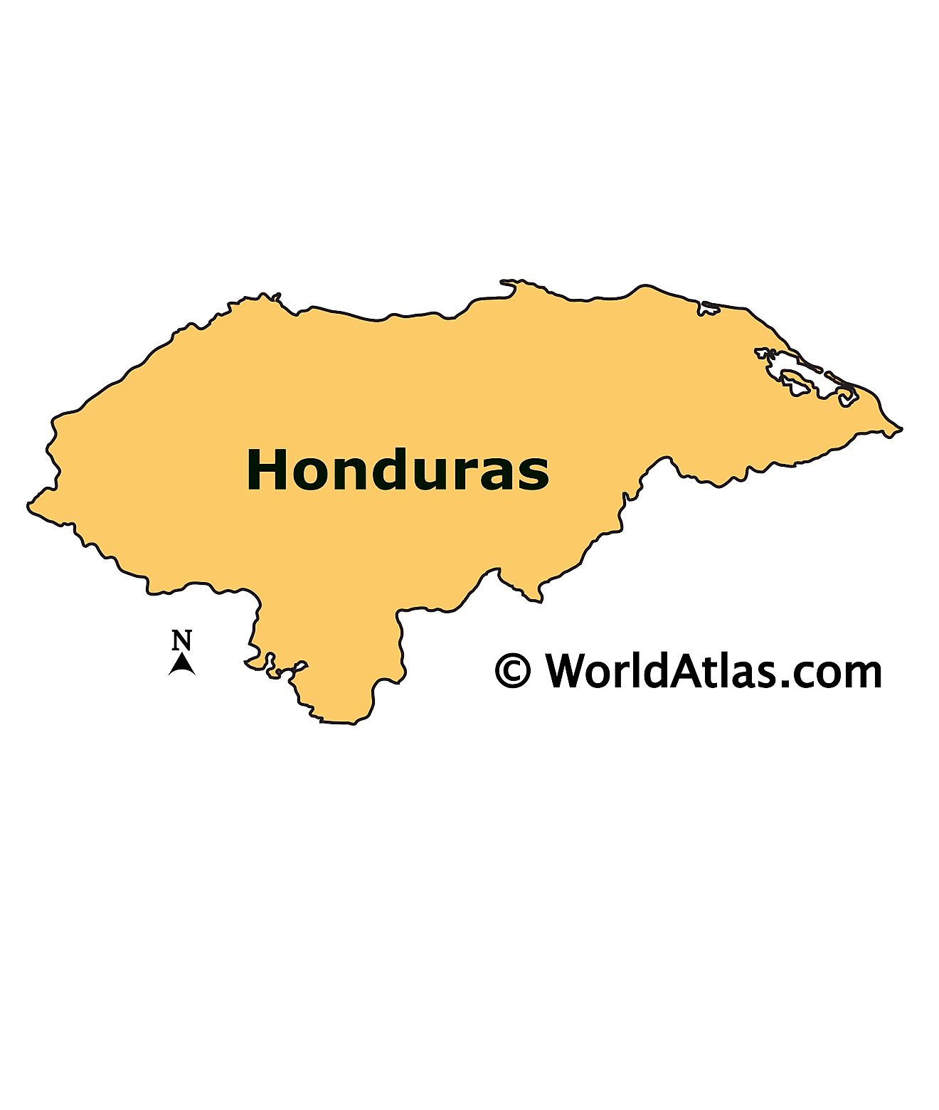 Outline Map of Honduras