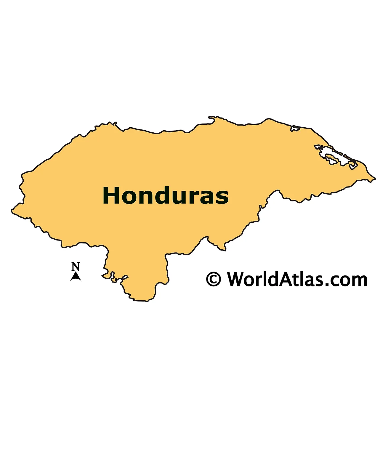 Outline Map of Honduras