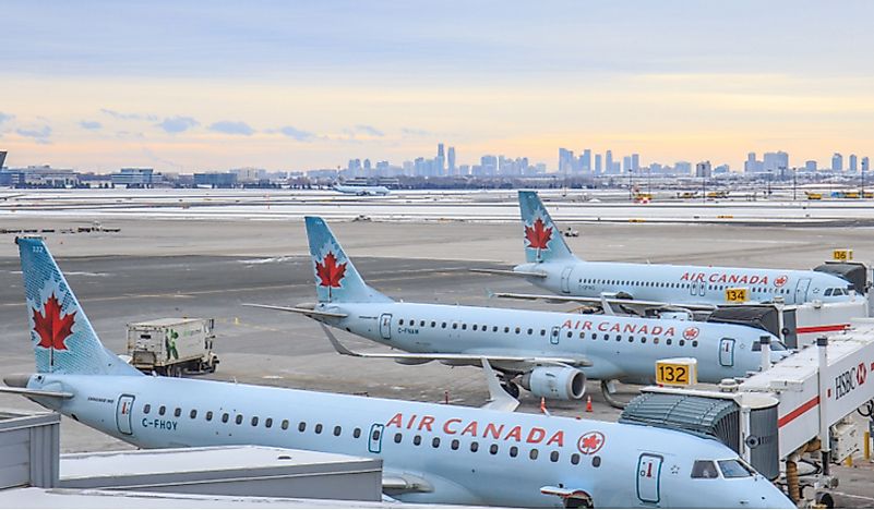 Planes at Toronto Lester B. Pearson International Airport. Editorial credit: WorldStock / Shutterstock.com.