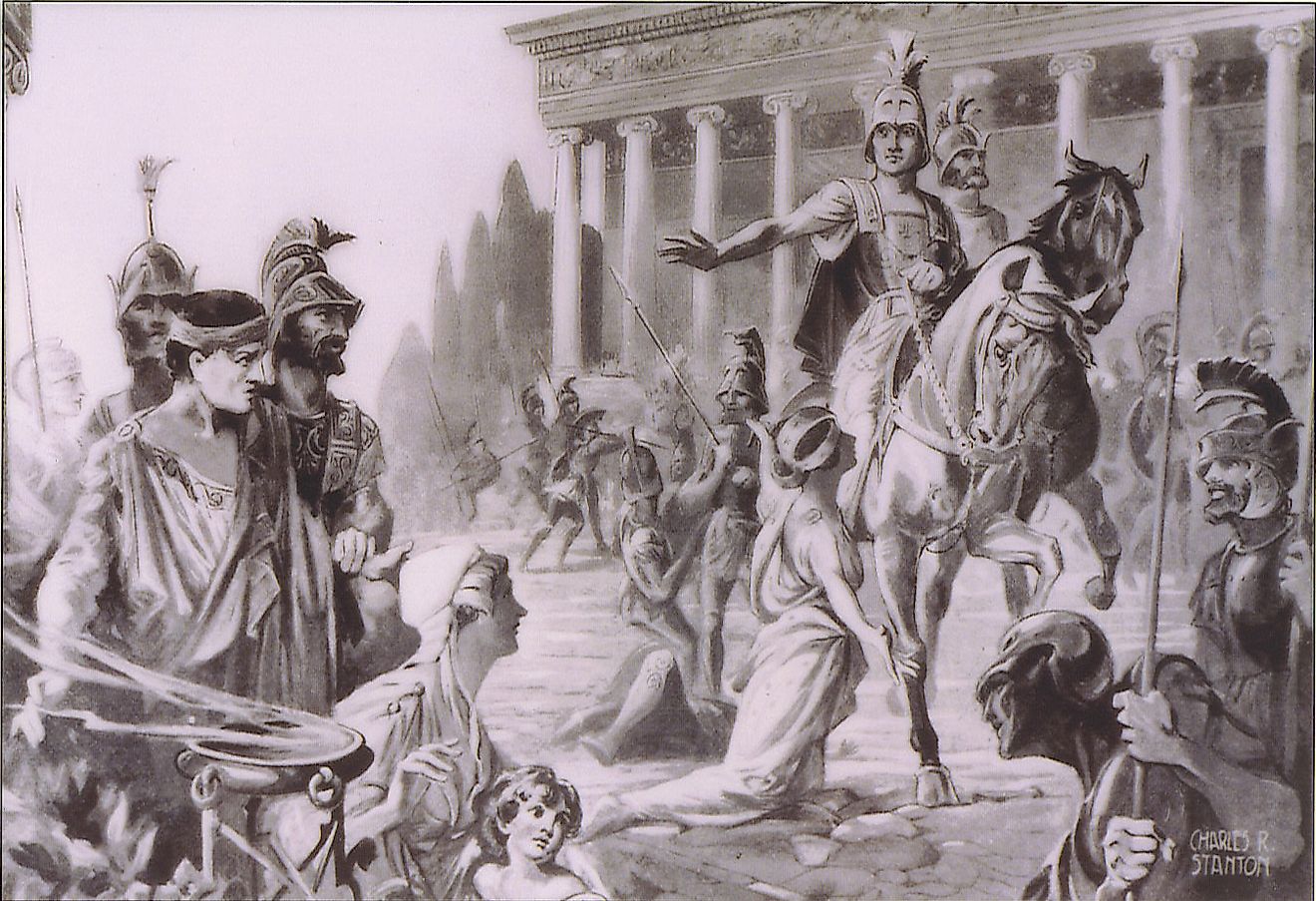 Alexander at the Sack of Thebes (335 BC). By Charles Rebel Stanton, Public Domain, Wikimedia Commons.
