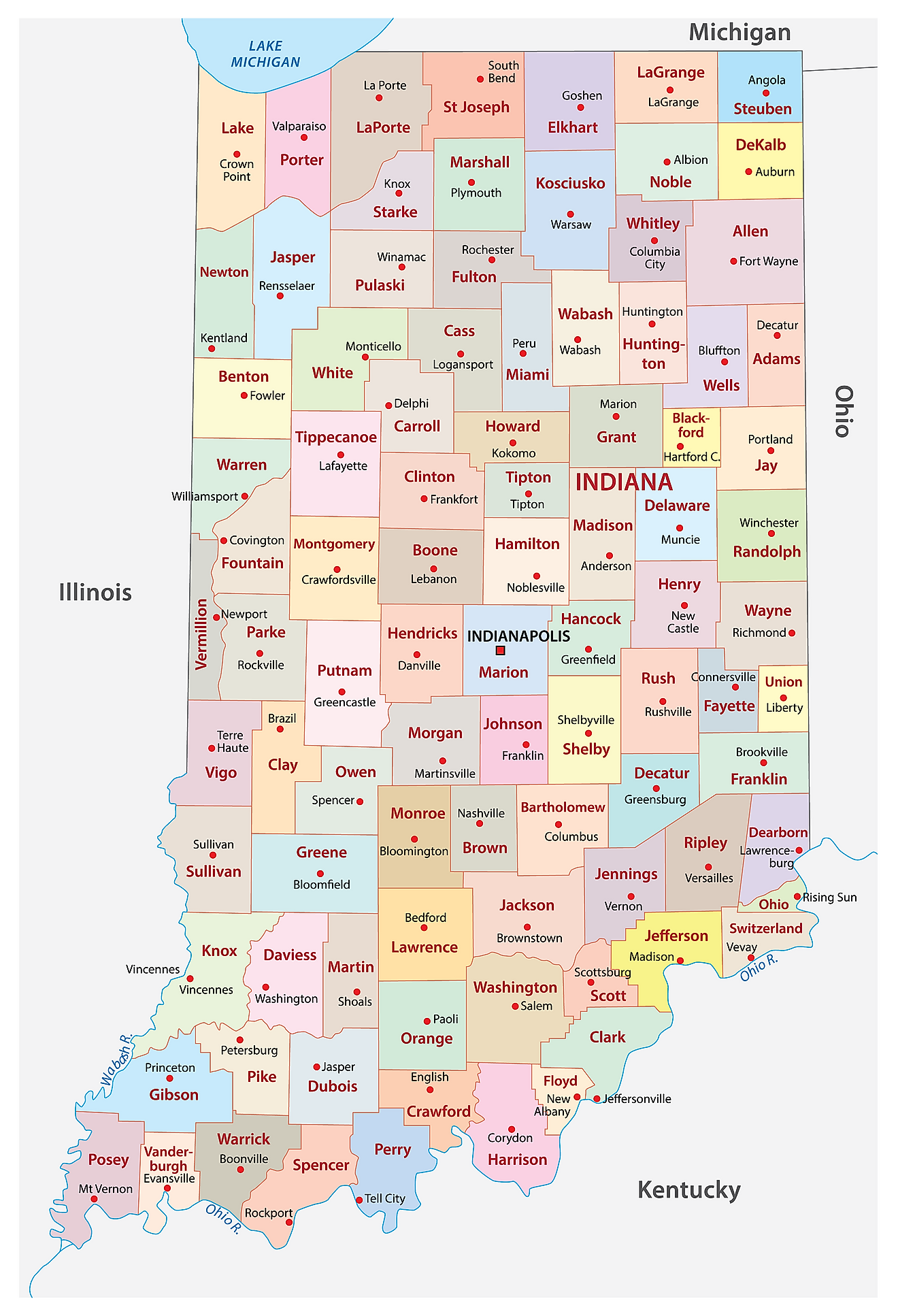 Indiana Map County Map