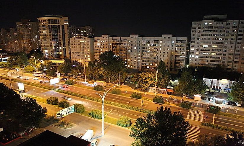 A street in ​Chișinău​​, the capital city of Moldova.