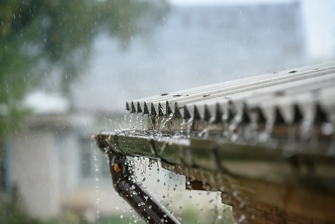 Some houses have specially designed roofs to help catch as much rainwater as possible.