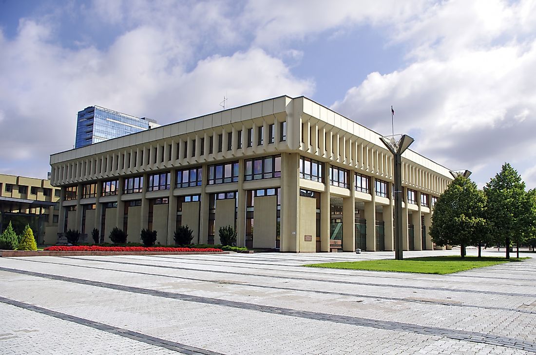 The houses of parliament in Vilnius, Lithuania. 