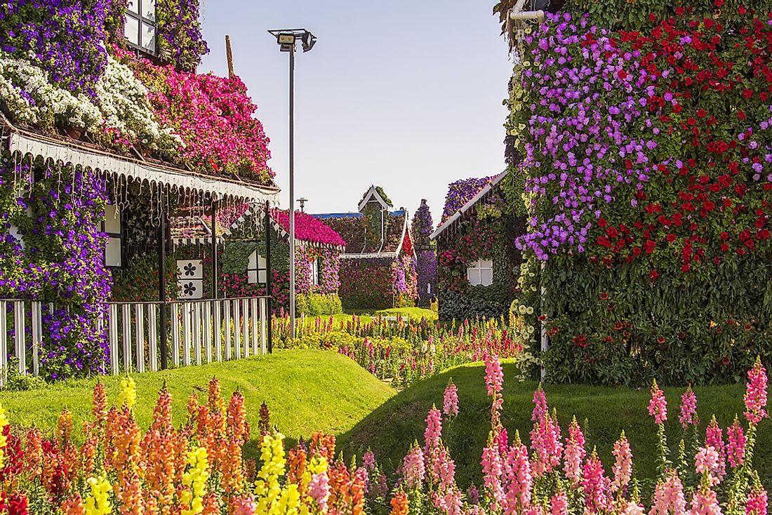 Structures inside Dubai Miracle Garden. 