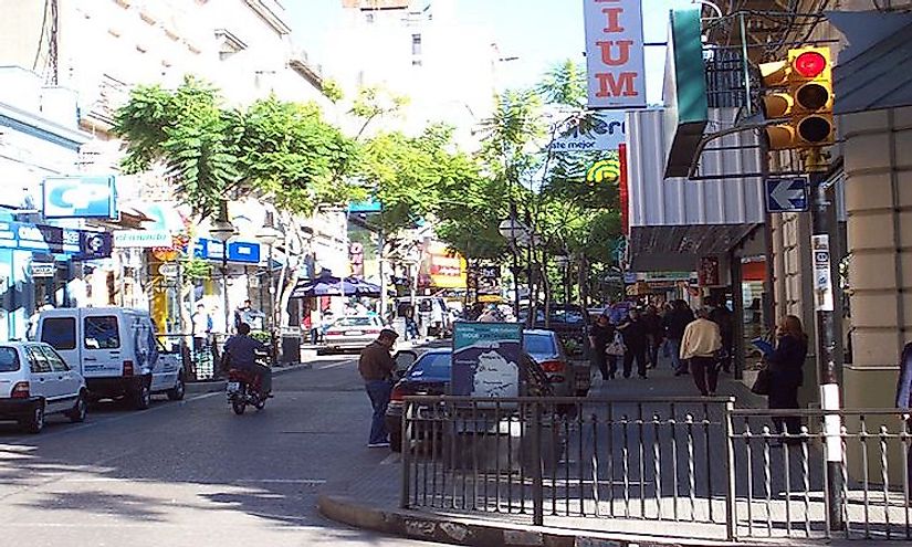 Street signs in Spanish in Salto, a city in Uruguay.