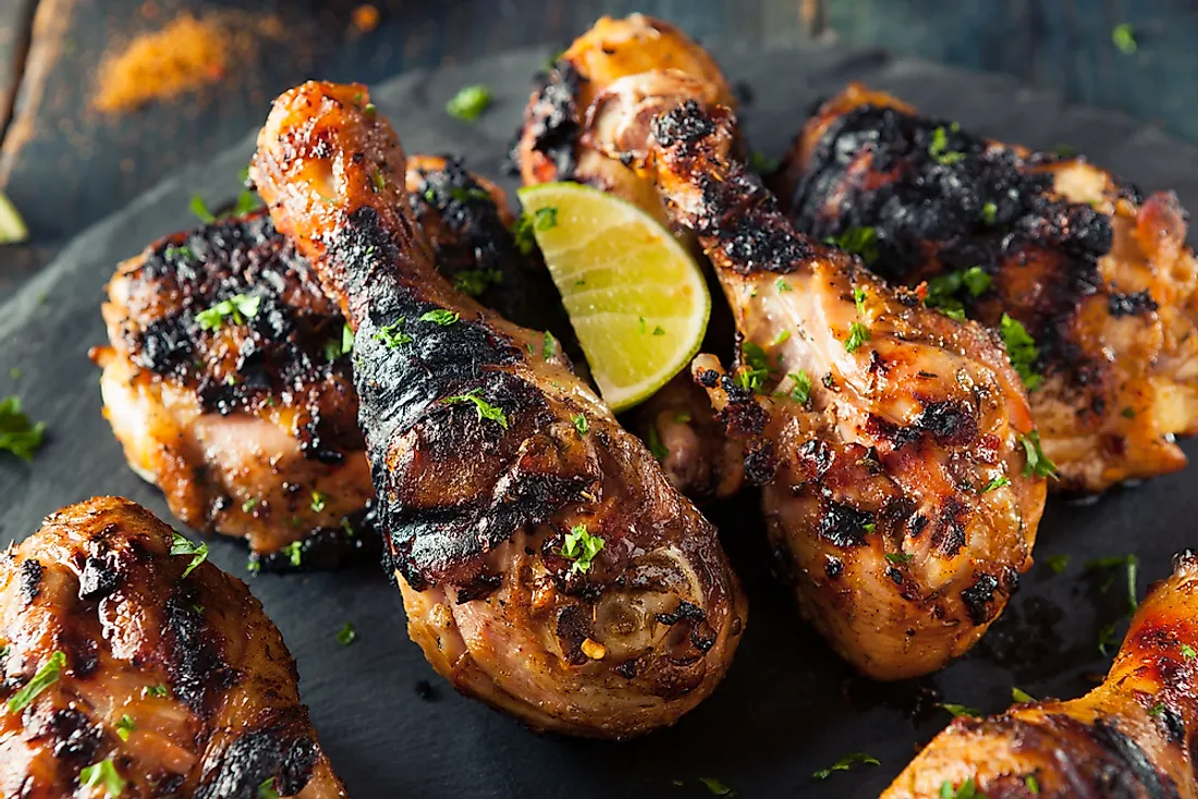 Spicy jerk chicken is an example of Jamaican cuisine. 