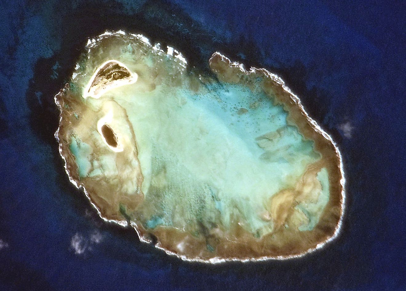 Rocas Atoll, Brazil, photographed from the International Space Station by the crew of Expedition 22. Image credit: Wikimedia.org