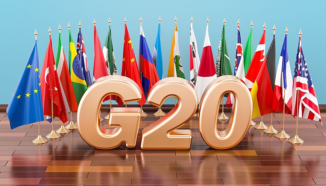 Flags of the G20 nations. 