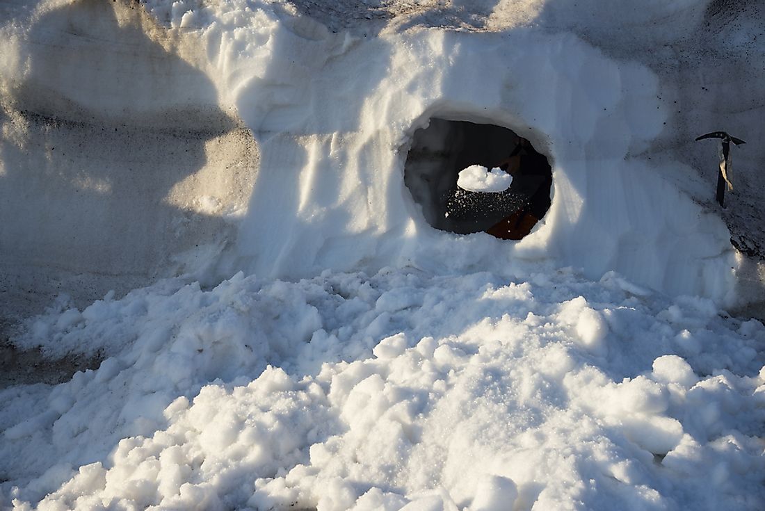 Snow caves in the mountains. 
