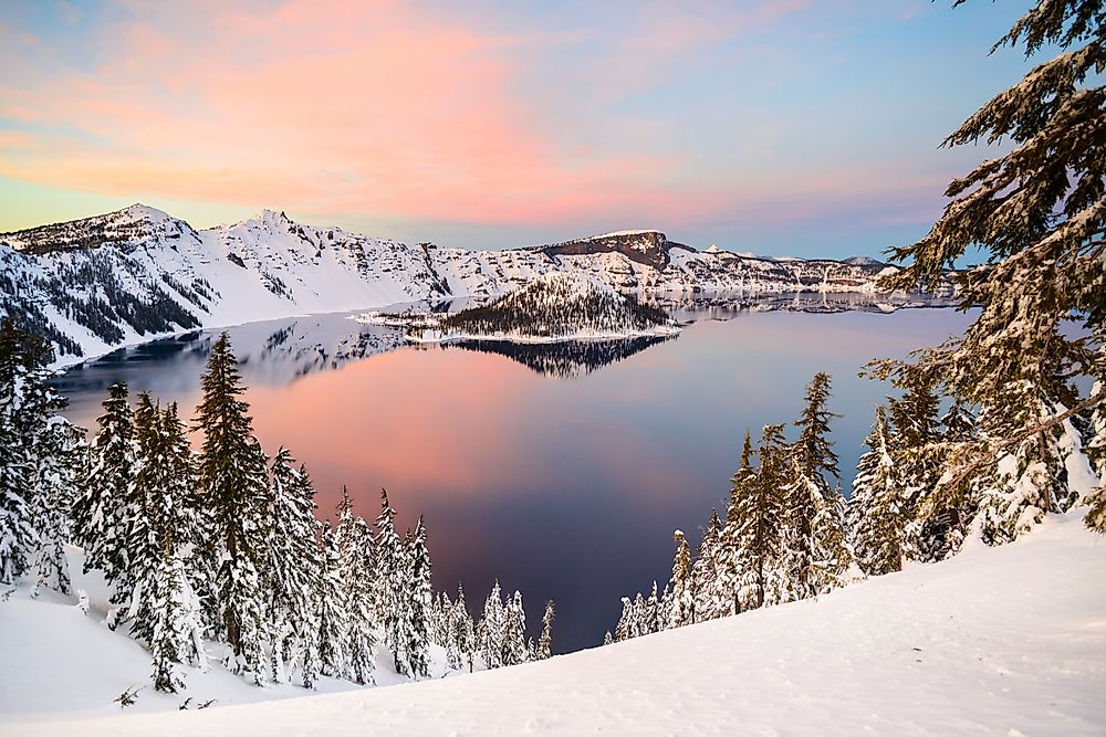 Crater Lake, in Oregon, US, was created by a volcanic caldera approximately 7,700 years ago.