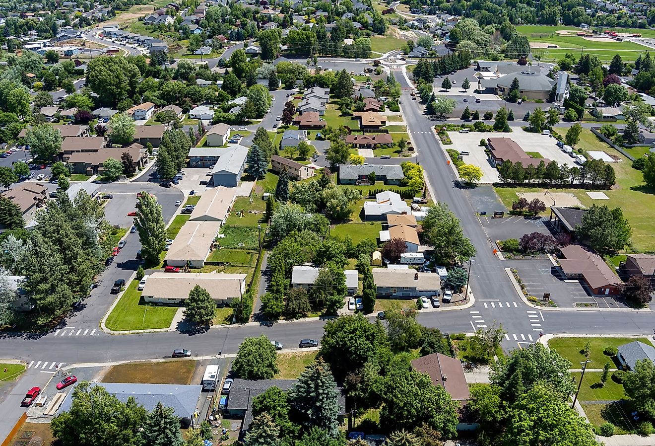 Aerial view of the residential region of Moscow, Idaho