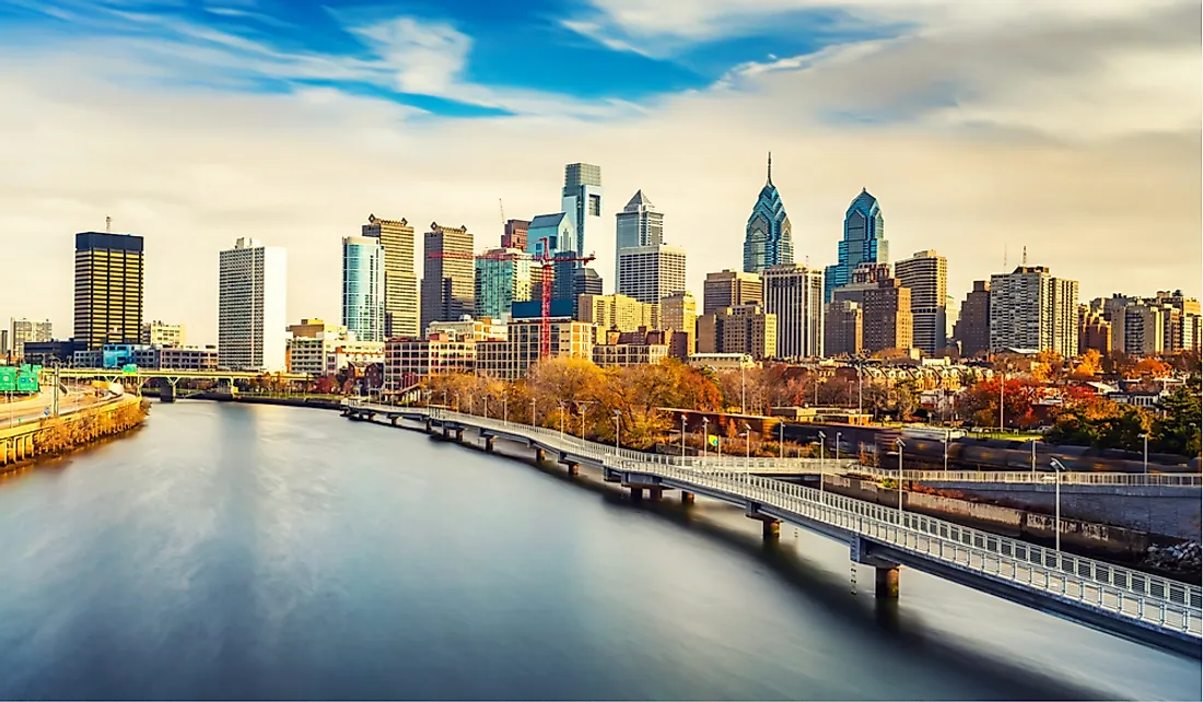 Downtown Philadelphia along the Schuylkill River.