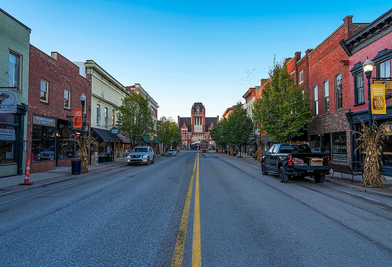 Brick buildings along the main street in Bardstown, Kentucky. Image credit Jason Busa via Shutterstock