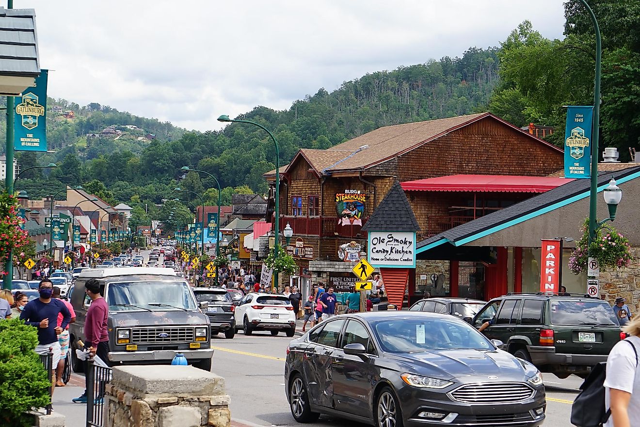 GATLINBURG, TENNESSEE, USA - August 23, 2020: Gatlinburg Tennessee Main Street