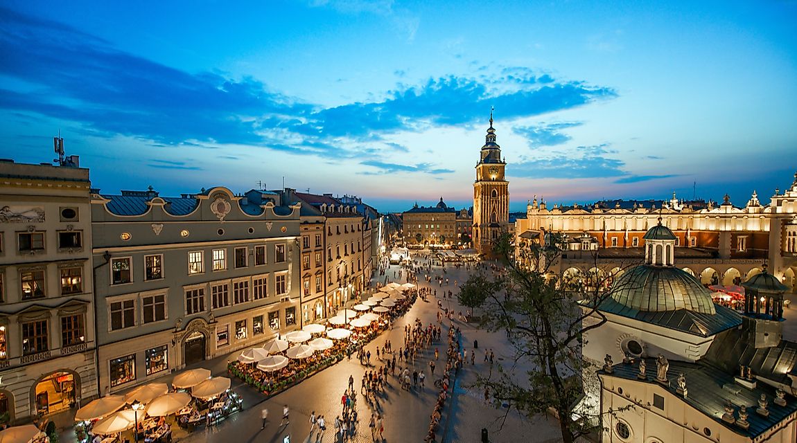 Krakow, Poland at night