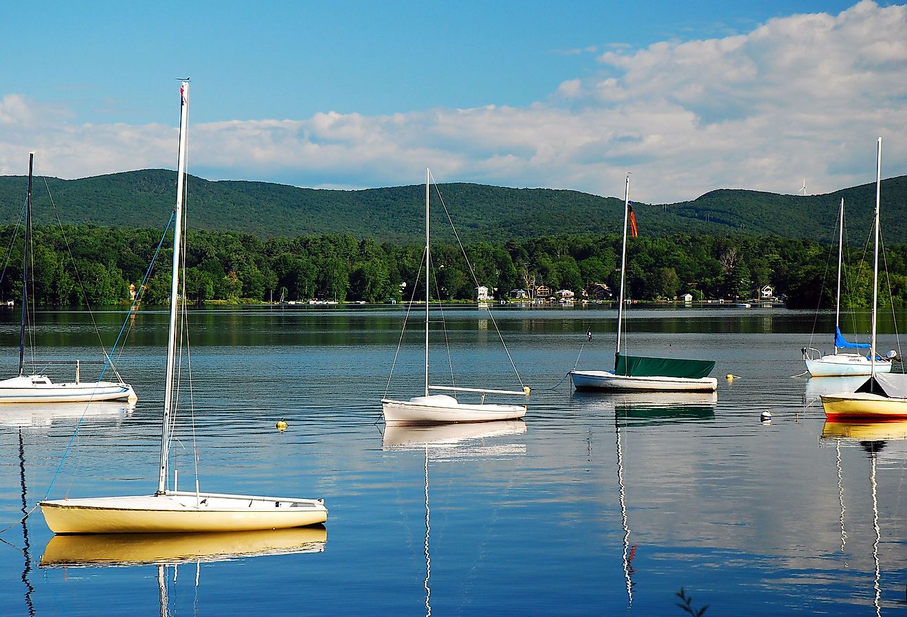 An idyllic day on the lake in the Berkshire Mountains near Pittsfield, Massachusetts. 