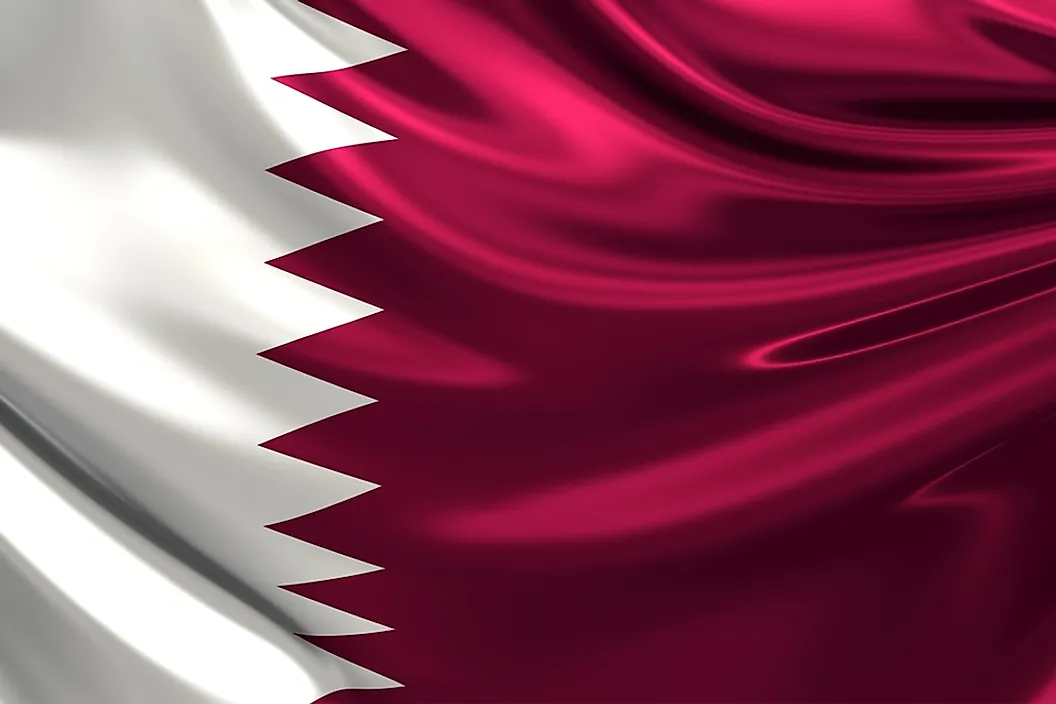 The flag of Qatar.