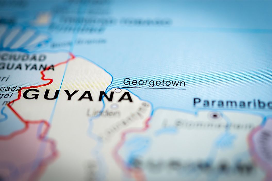 Georgetown, Guyana is located on the coast of the Atlantic Ocean.