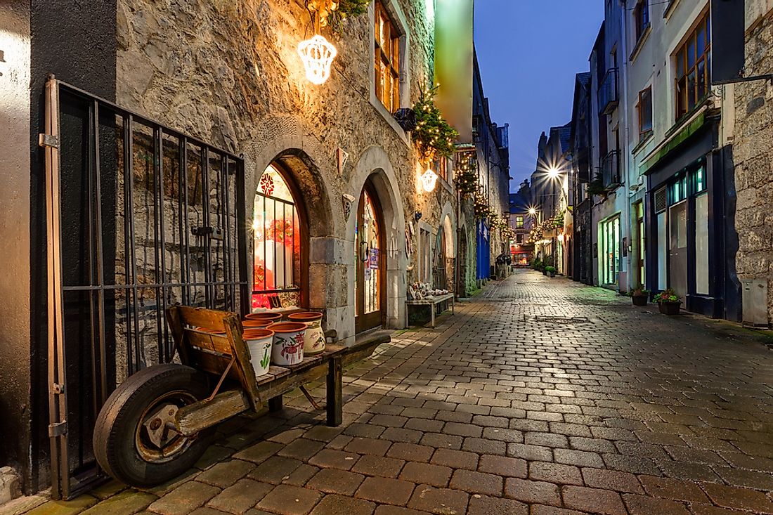 Cobblestone streets of Galway. 