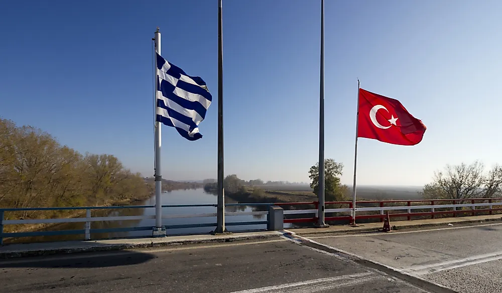 Border between Greece and Turkey over the Evros River.