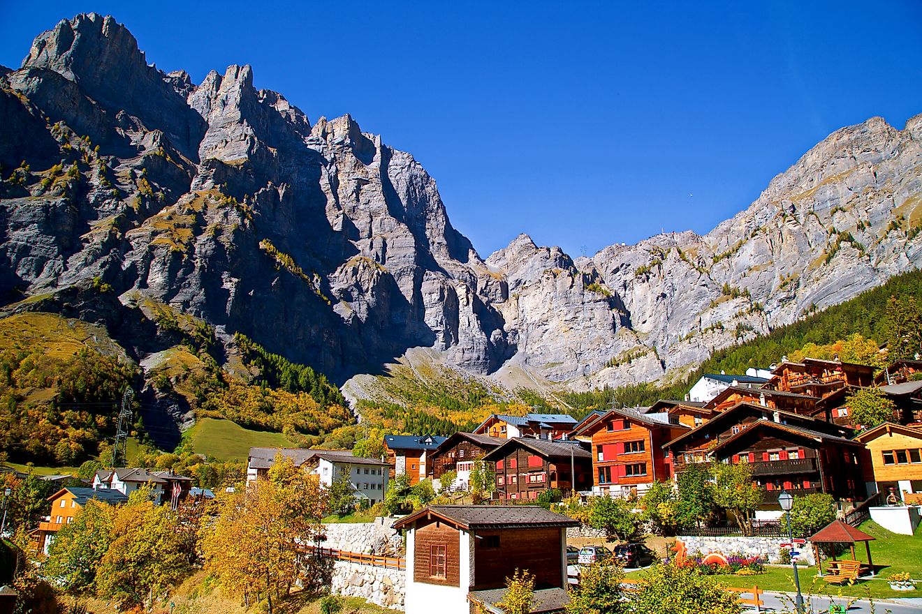 The scenic mountain town of Leukerbad, Switzerland.