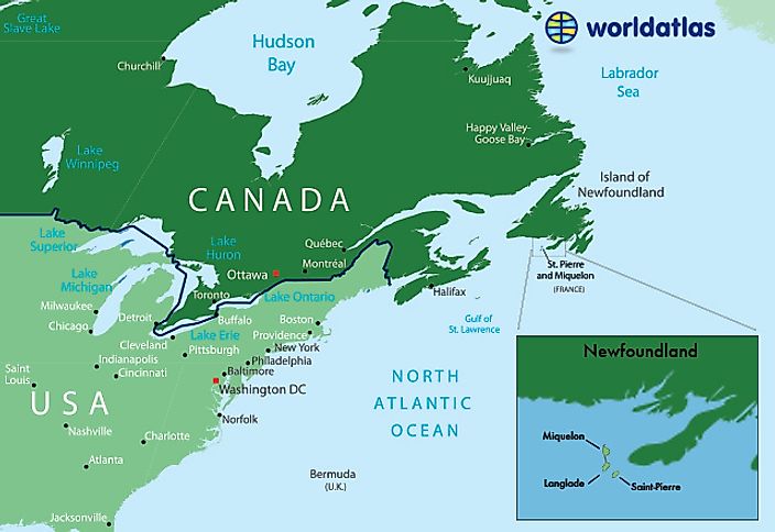Map of St Pierre & Miquelon