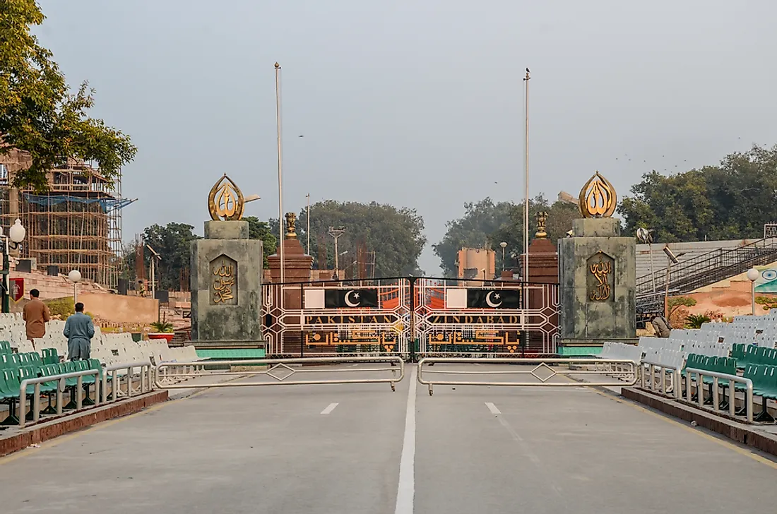 The Wagha Border separating Pakistan and India. Editorial credit: Burhan Ay / Shutterstock.com