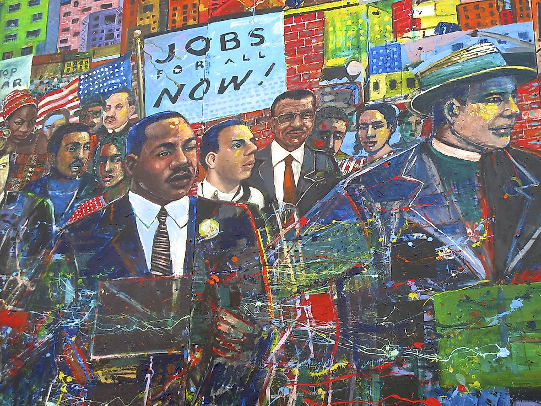 A mural commemorating the Civil Rights Movement. Editorial credit: Forty3Zero / Shutterstock.com. 