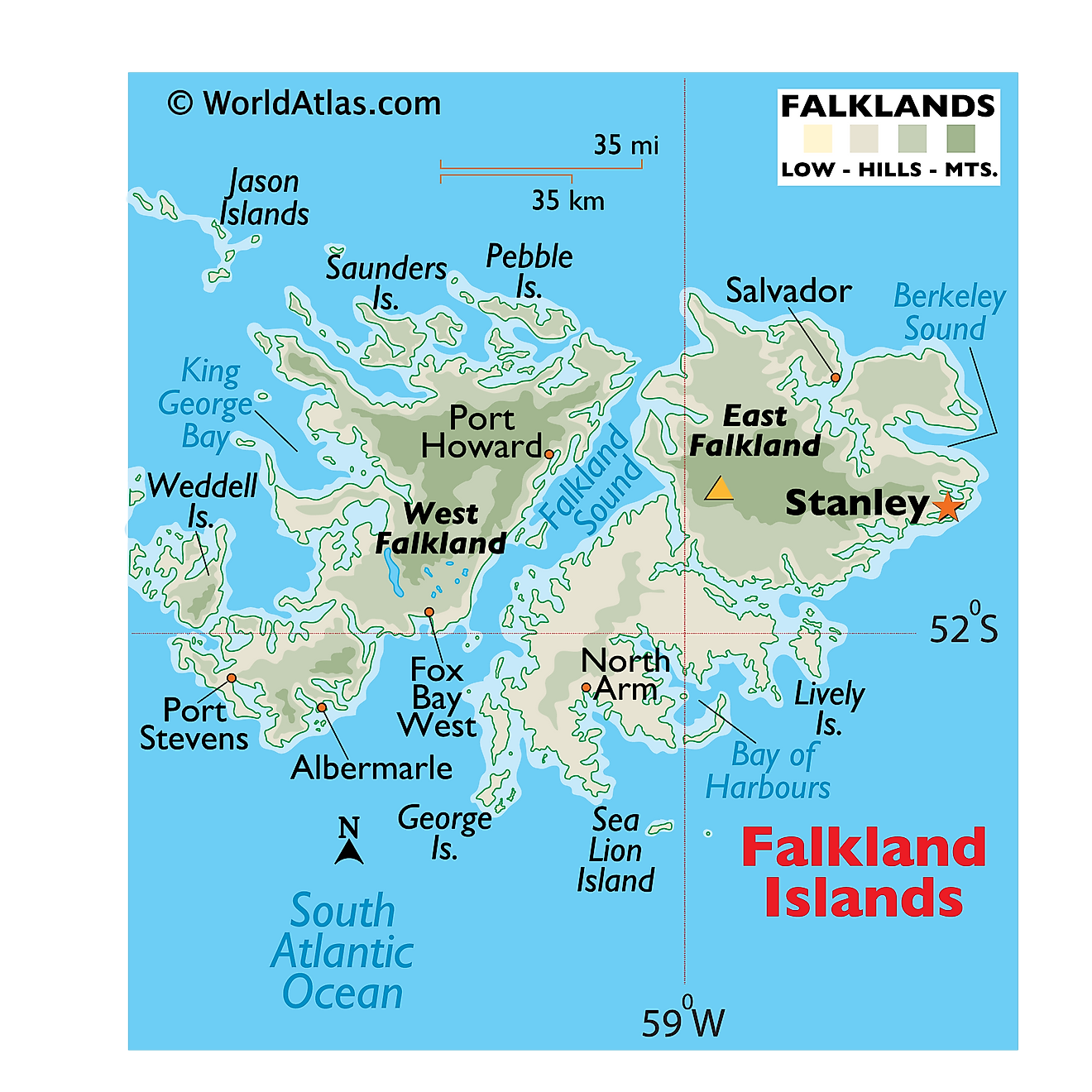 Large Detailed Physical Map Of Falkland Islands With - vrogue.co