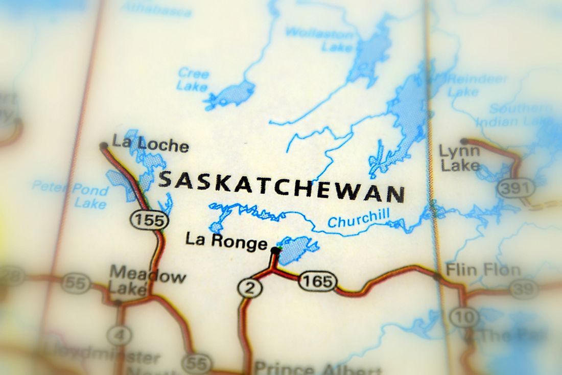 The world's largest bifurcated lake is found in Saskatchewan. 