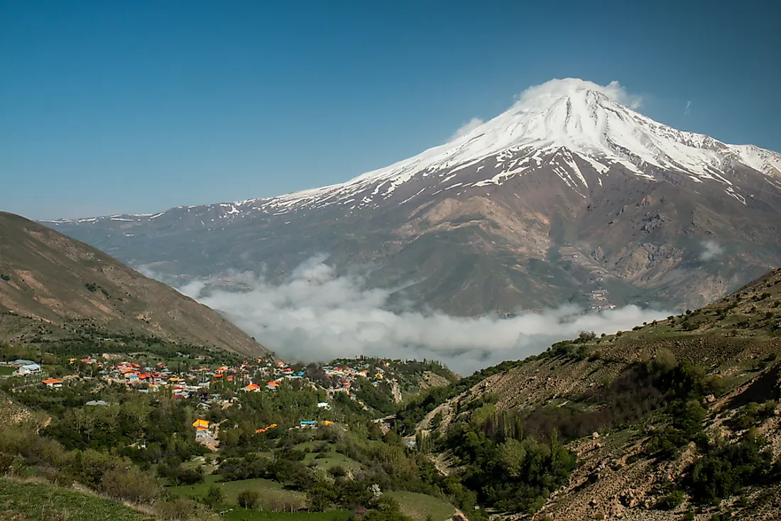 The icy peak of Damavand, Iran's tallest mountain.