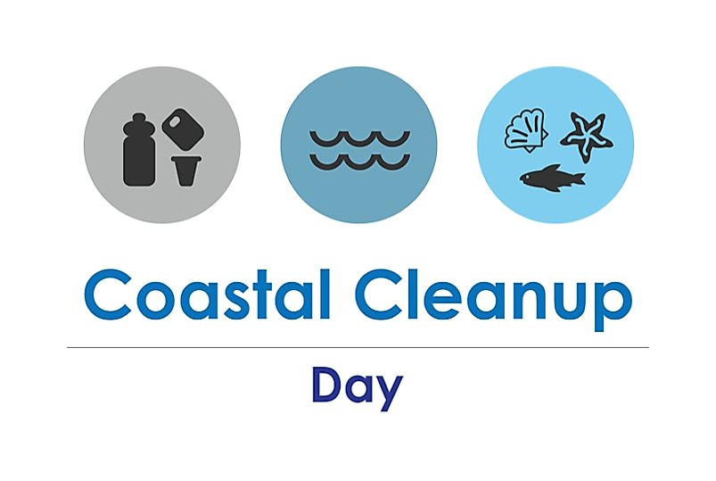 The International Coastal Cleanup Day encourages people to help protect the oceans through coastline cleaning initiatives.