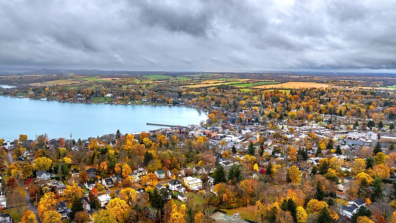 Aerial view of Skaneateles, New York. 