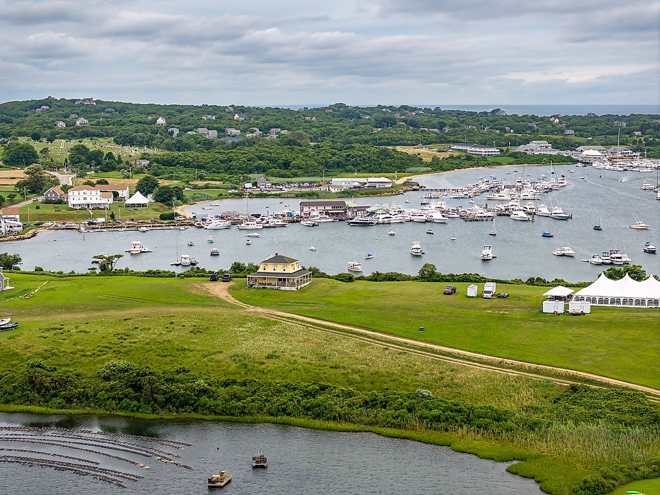 Aerial view of New Shoreham, Rhode Island.