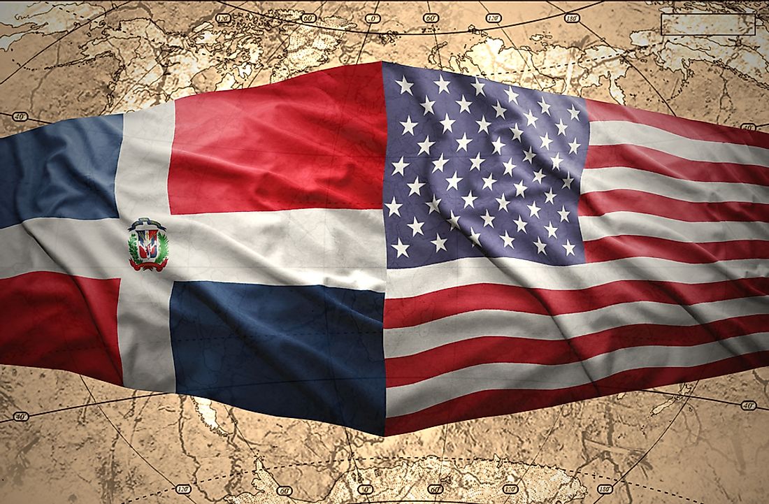 The flags of the Dominican Republic and the USA. 