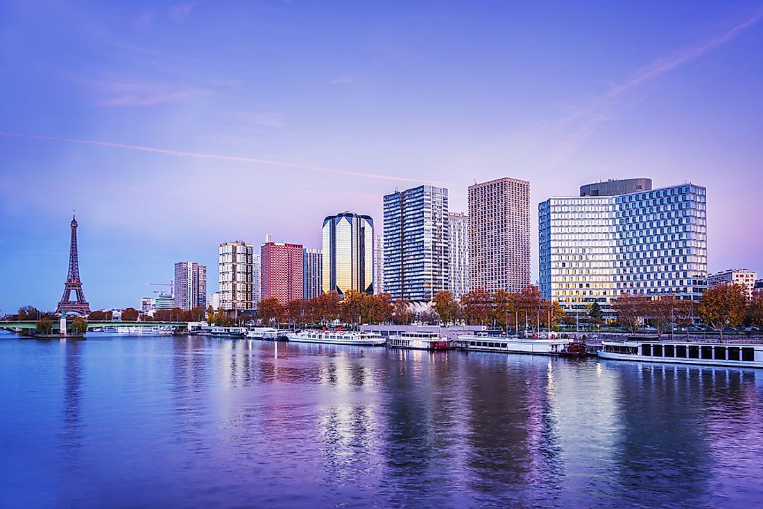 The cityscape of Paris, including its business district "La Défense".